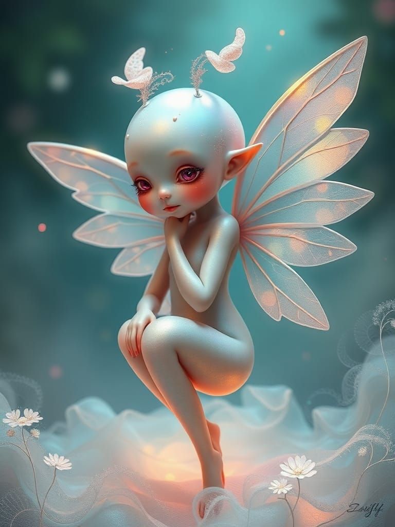 Ethereal Iridescent Being in a Dreamy Realm