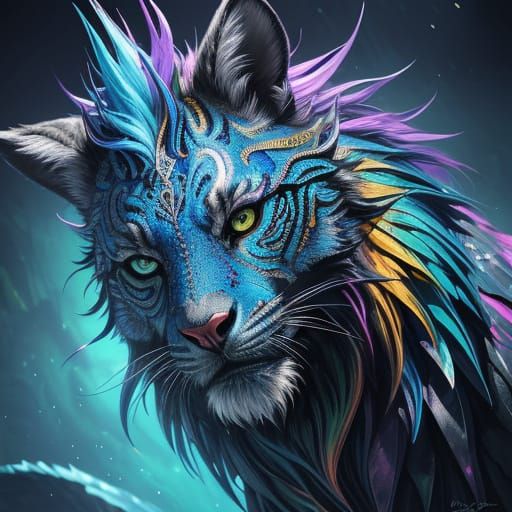 Vibrant, Iridescent Creature in Dramatic, Cinematic Splash A...