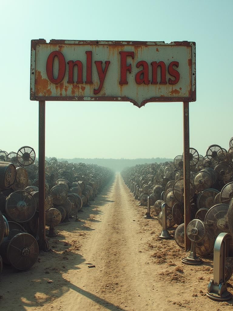Endless Junkyard of Fans in Dystopian Landscape