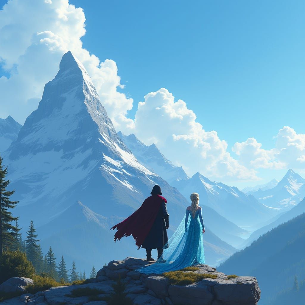 Anime-Style Epic: Darth Vader and Princess Elsa United in Pa...