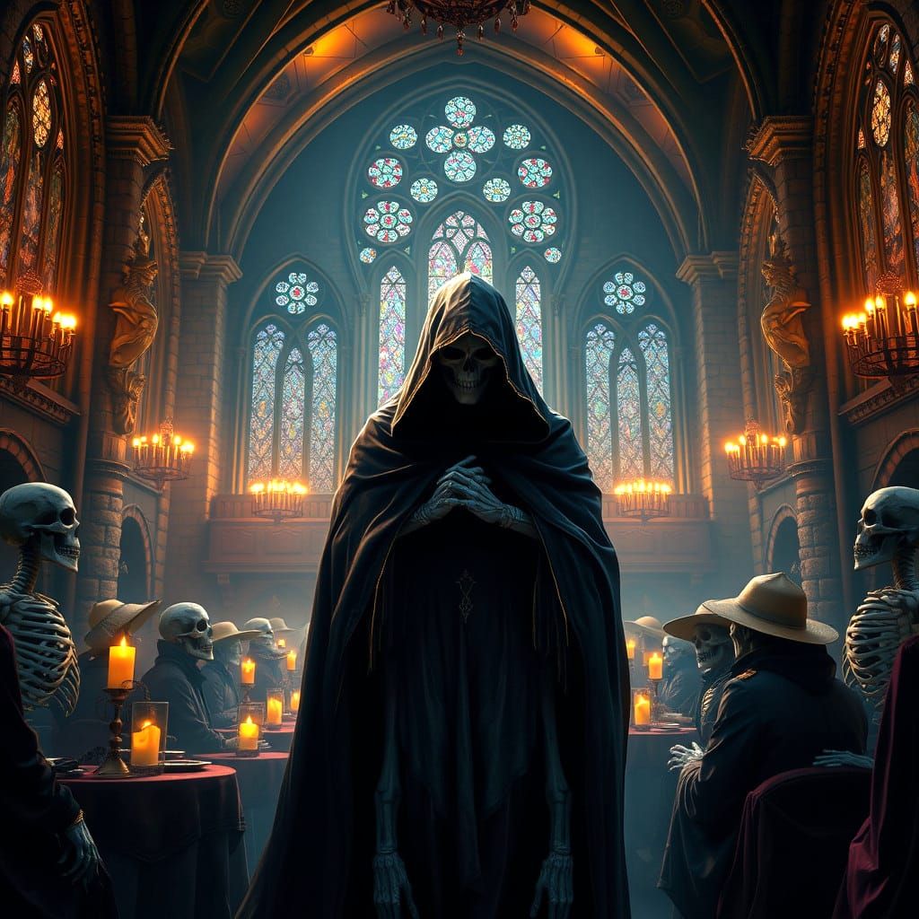 Grim Reaper's Retirement Party: Dark Fantasy Concept Art