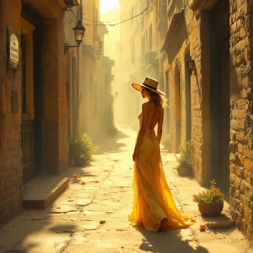 Operatic Western Scene with Dramatic Chiaroscuro Lighting