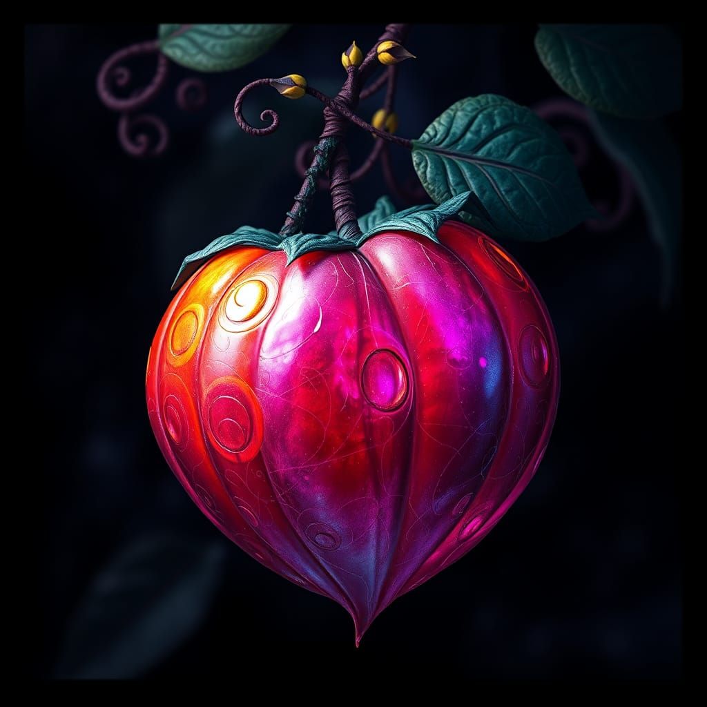Iridescent Fruit with Ethereal Glow, Fantasy Art