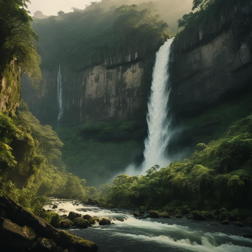 Dramatic Maria Cristina Falls in Golden Hour Light