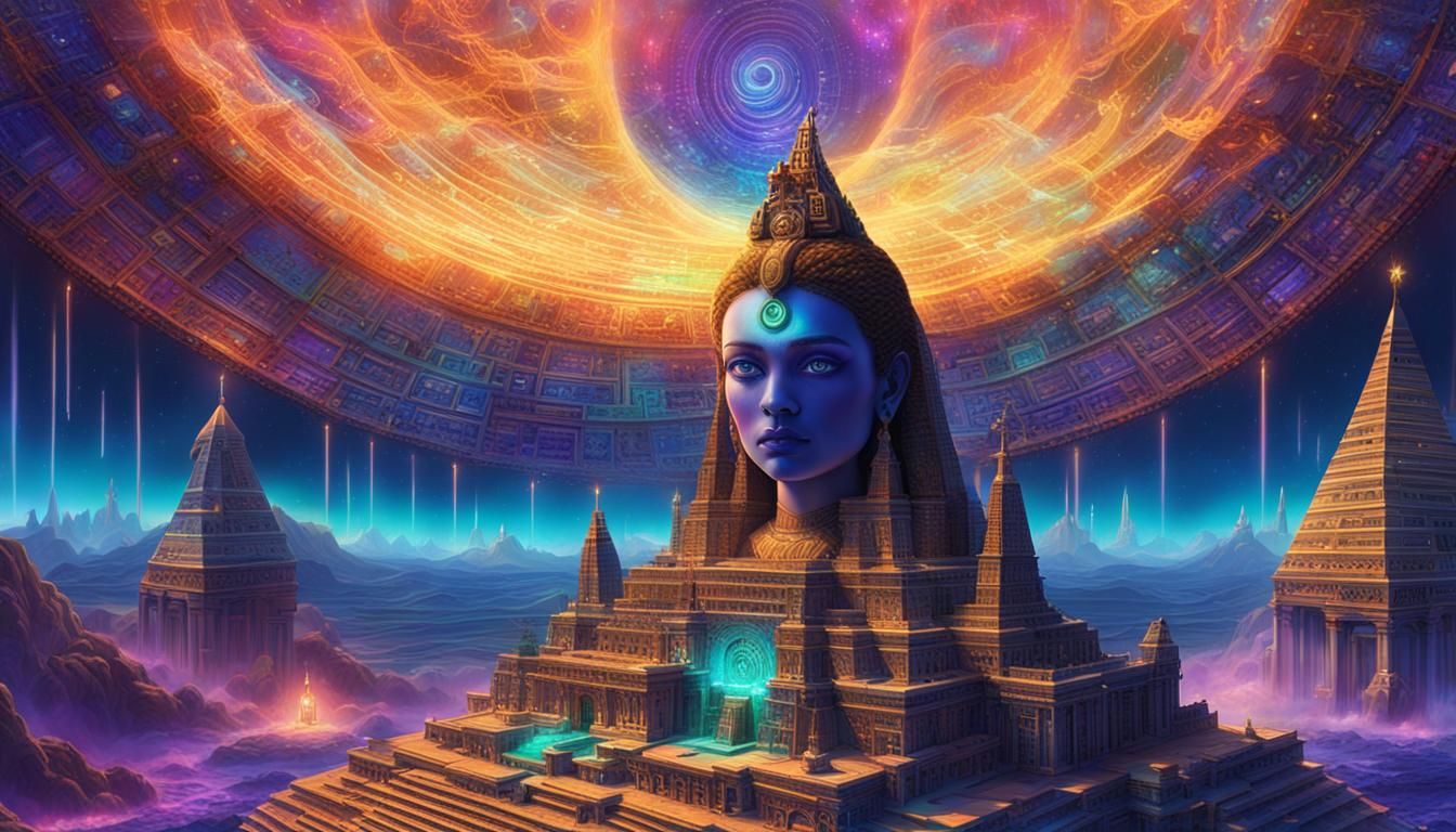 Iridescent Eyes Gaze Upon Futuristic Atlantis