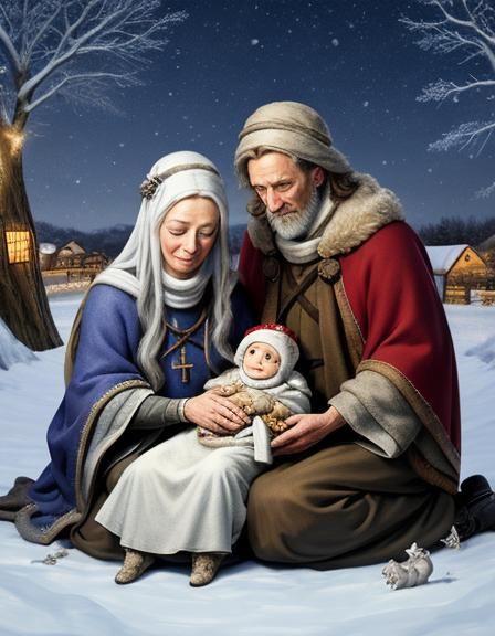 Nativity Scene: Winter's Generosity, Kindness and Love