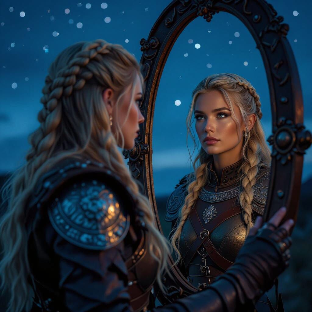 Viking Shield Maiden Reflecting Youthful Beauty