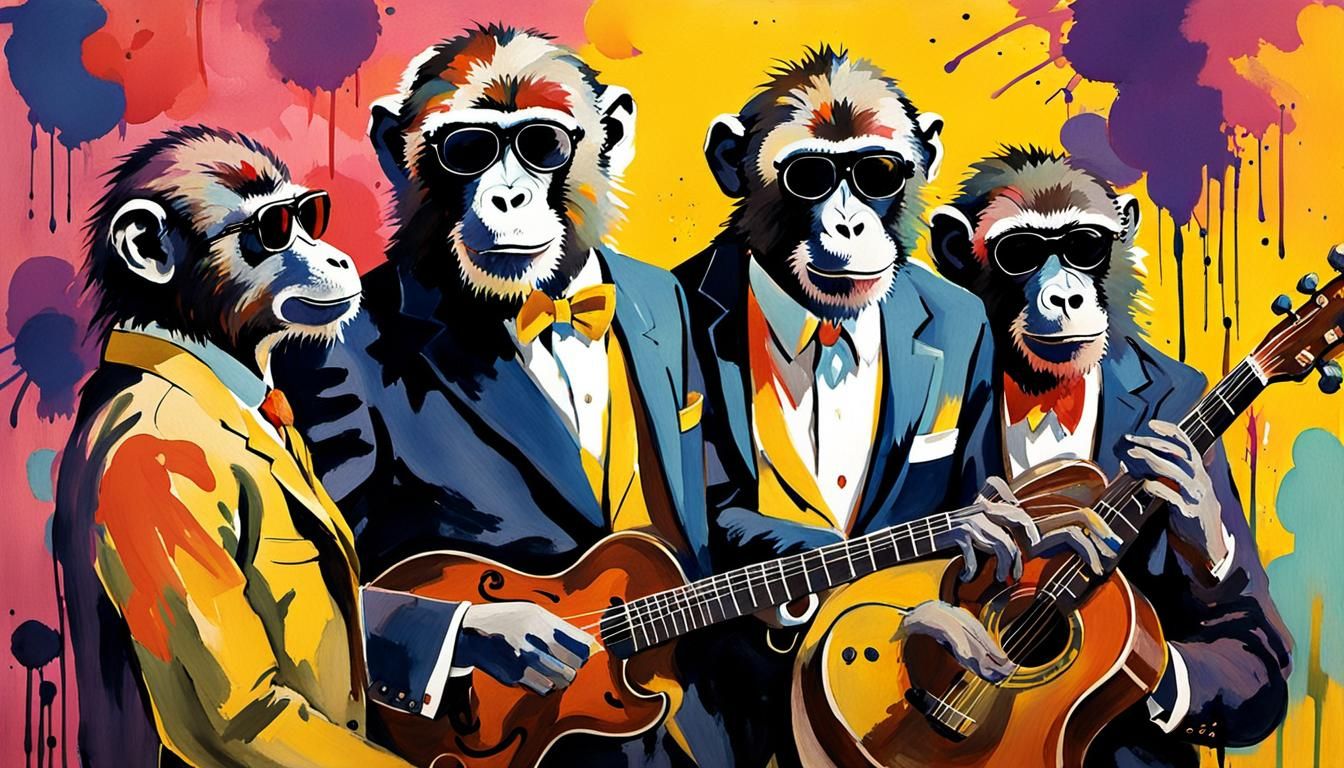 Fauvist Monkeys Play Jazz in Smoky Club