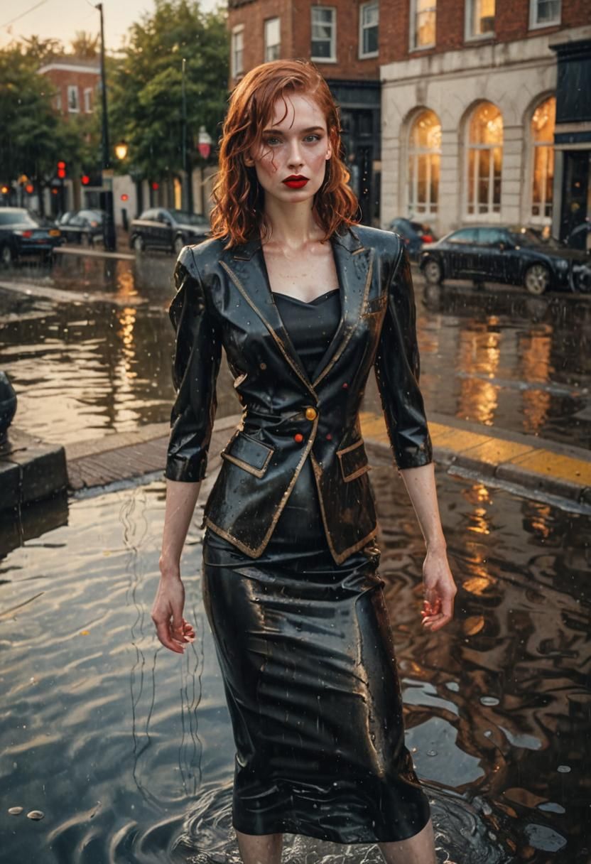 Glamorous Woman in Wet Suit: Fashion Photography