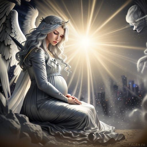 Angel's Prayer in War-Torn Skies