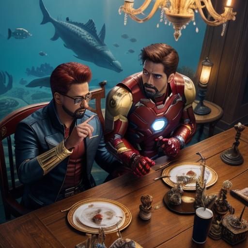 Captain America and Iron Man's Underwater Painting Session