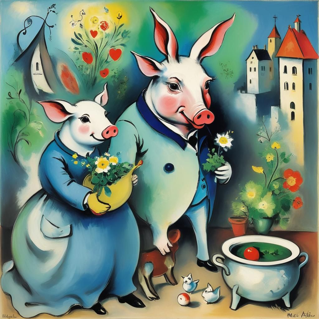 Surreal Figures in a Dreamlike Composition