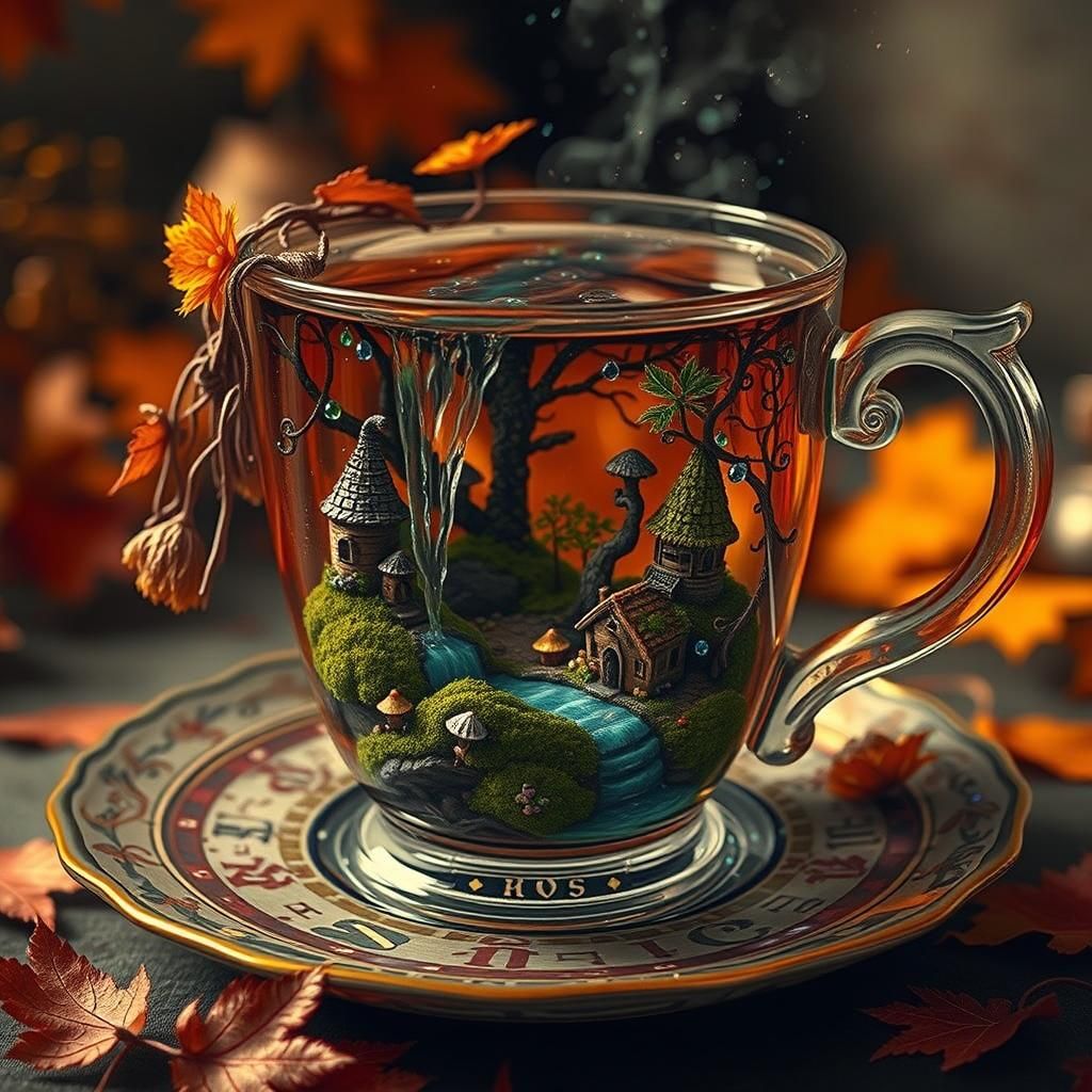 Miniature Fairytale Forest in Ornate Glass Teacup