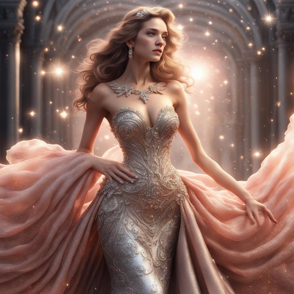 Magical Woman's Dress with Silver and Gold Details