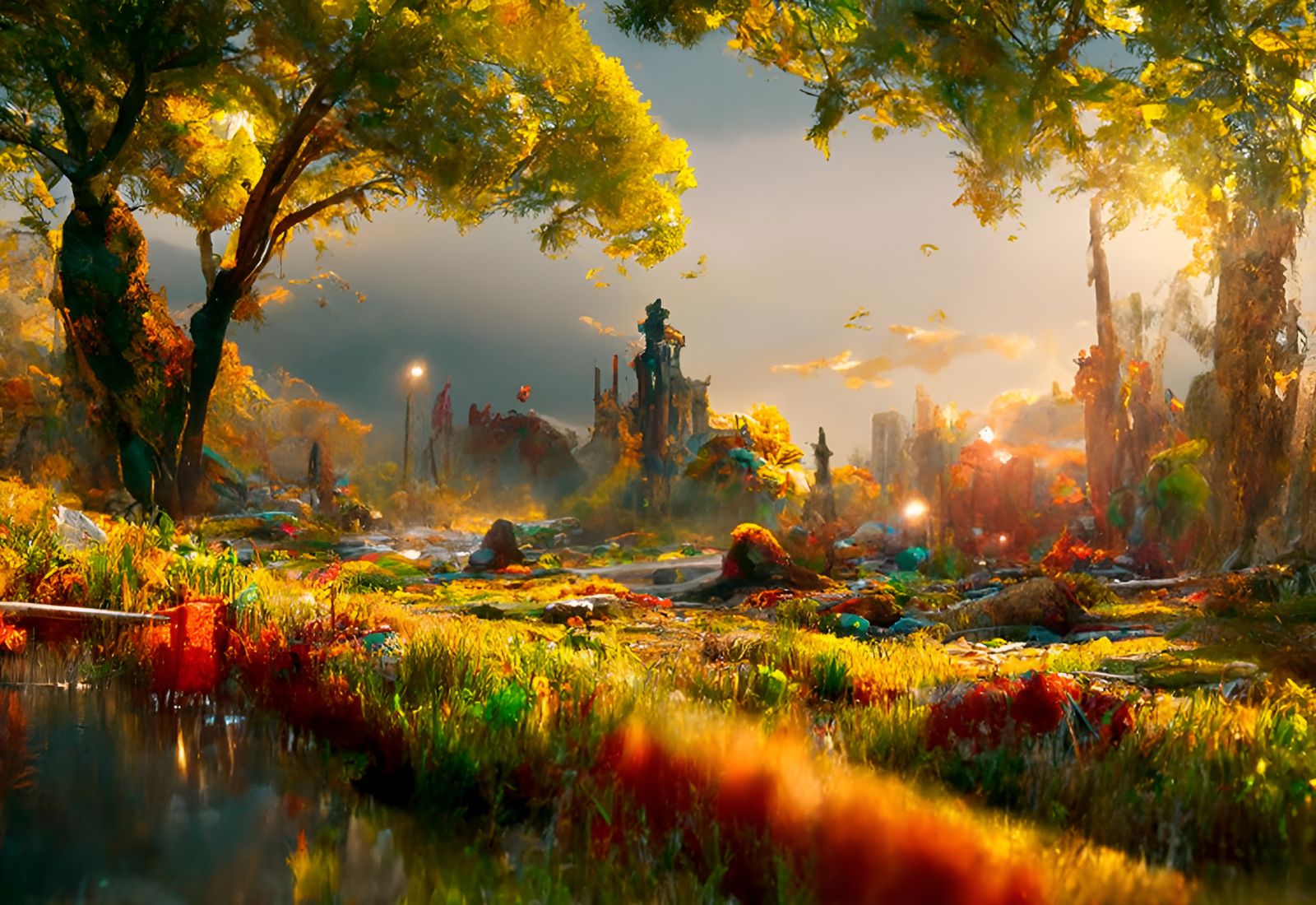 Dramatic Natural Landscape in Hyperrealistic Style