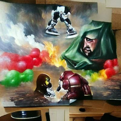 Iron Man vs Doctor Doom Comic Art