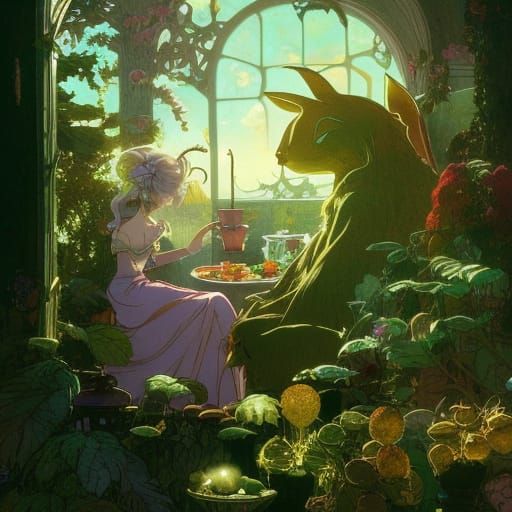 Whimsical Rabbit Breakfast in Ghibli-Inspired Style