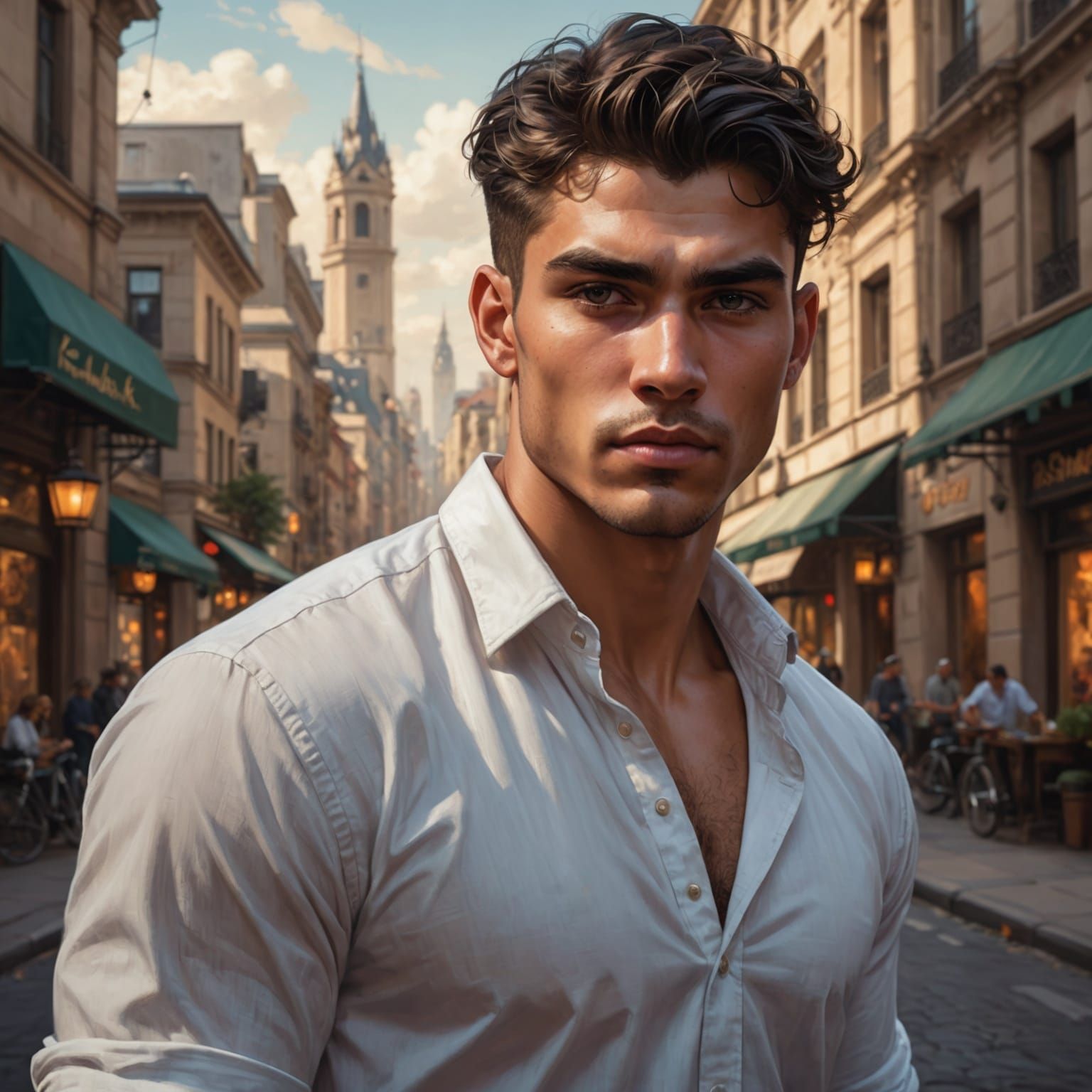 Handsome Man Portrait in Hyperrealistic Style