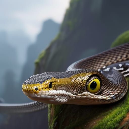 Cute Chibi Snake Digital Illustration