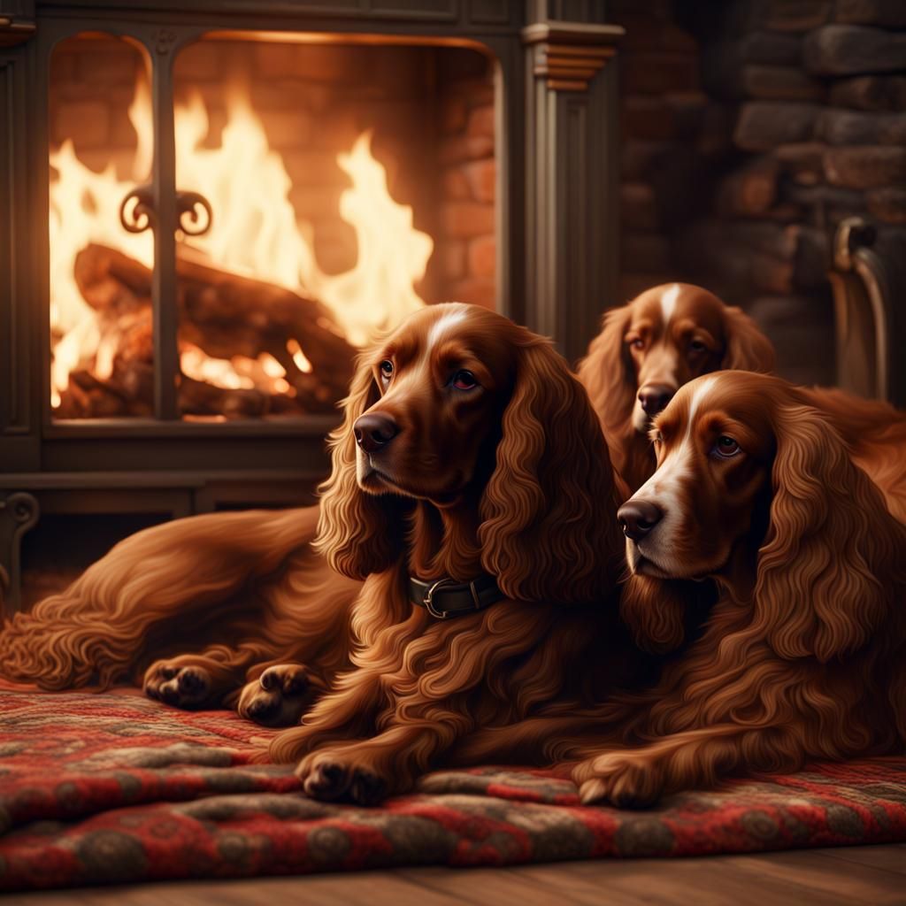 Cocker Spaniels Nap: Detailed Matte Painting