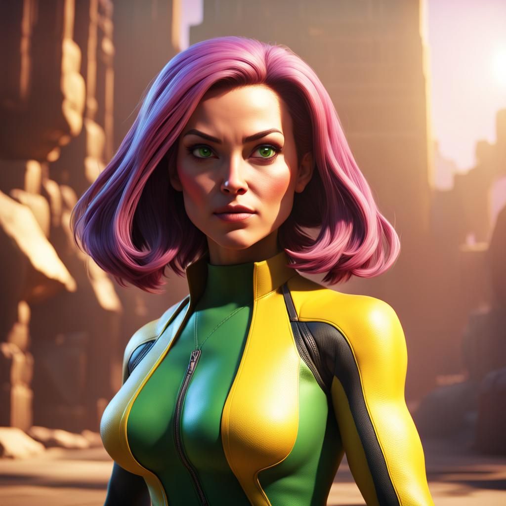 Rogue X-Men in 3D Digital Art Style