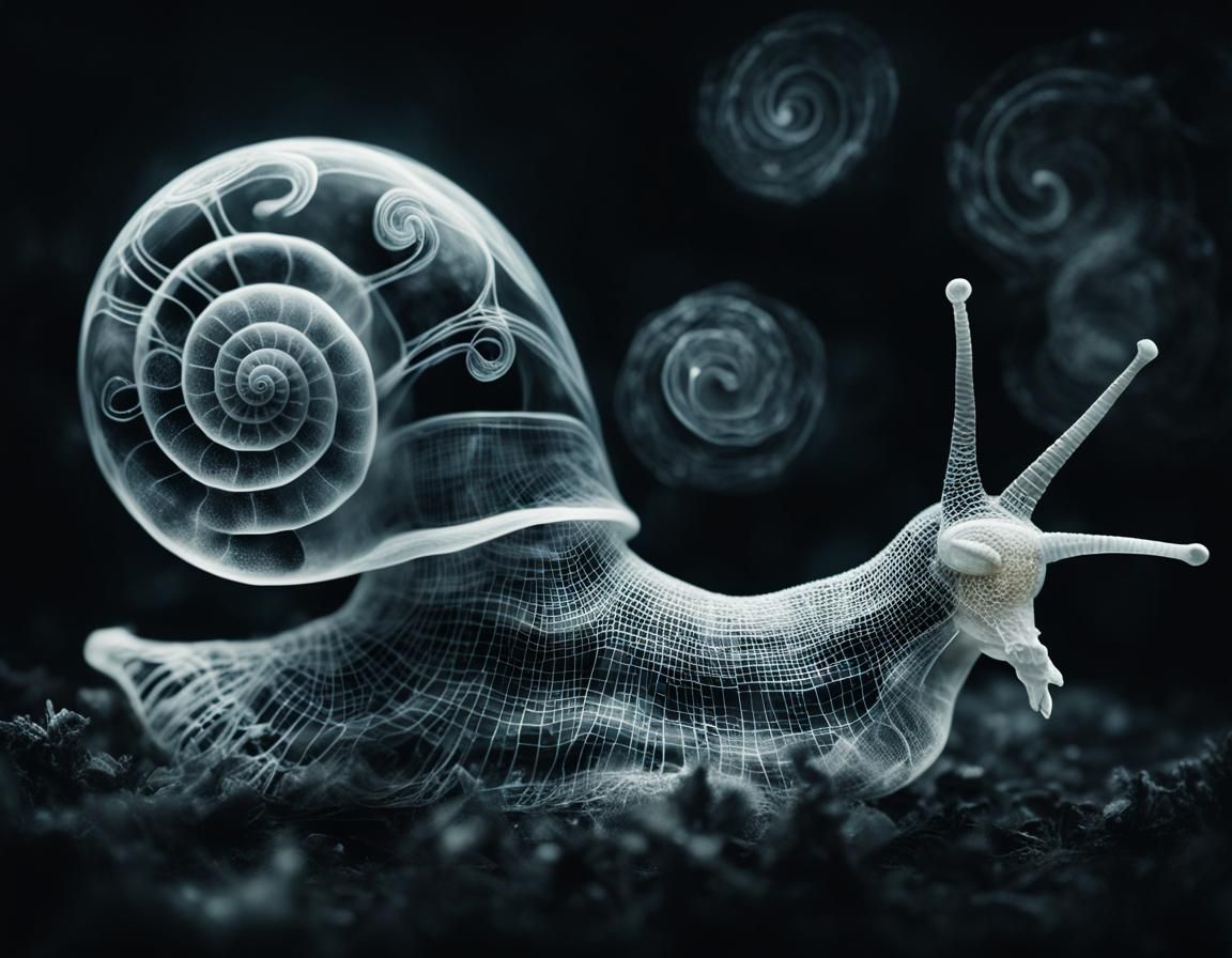 Ethereal Snail: Magical Realism Double Exposure