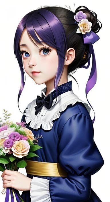 Victorian Valentine Heart with Flowers, Digital Watercolor