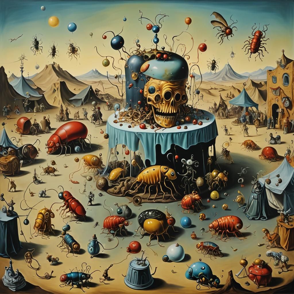 Surreal Flea Circus in Salvador Dali Style