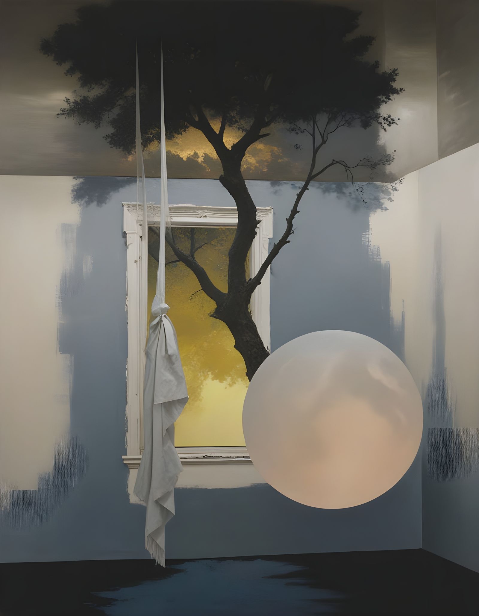 Floating Moon in a Golden Room