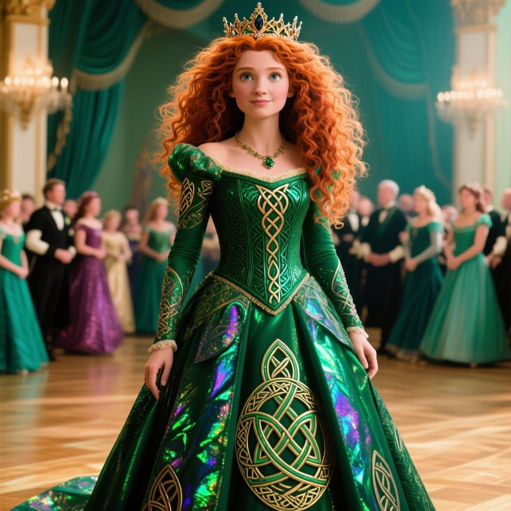 Princess Merida in Iridescent Celtic Ball Gown