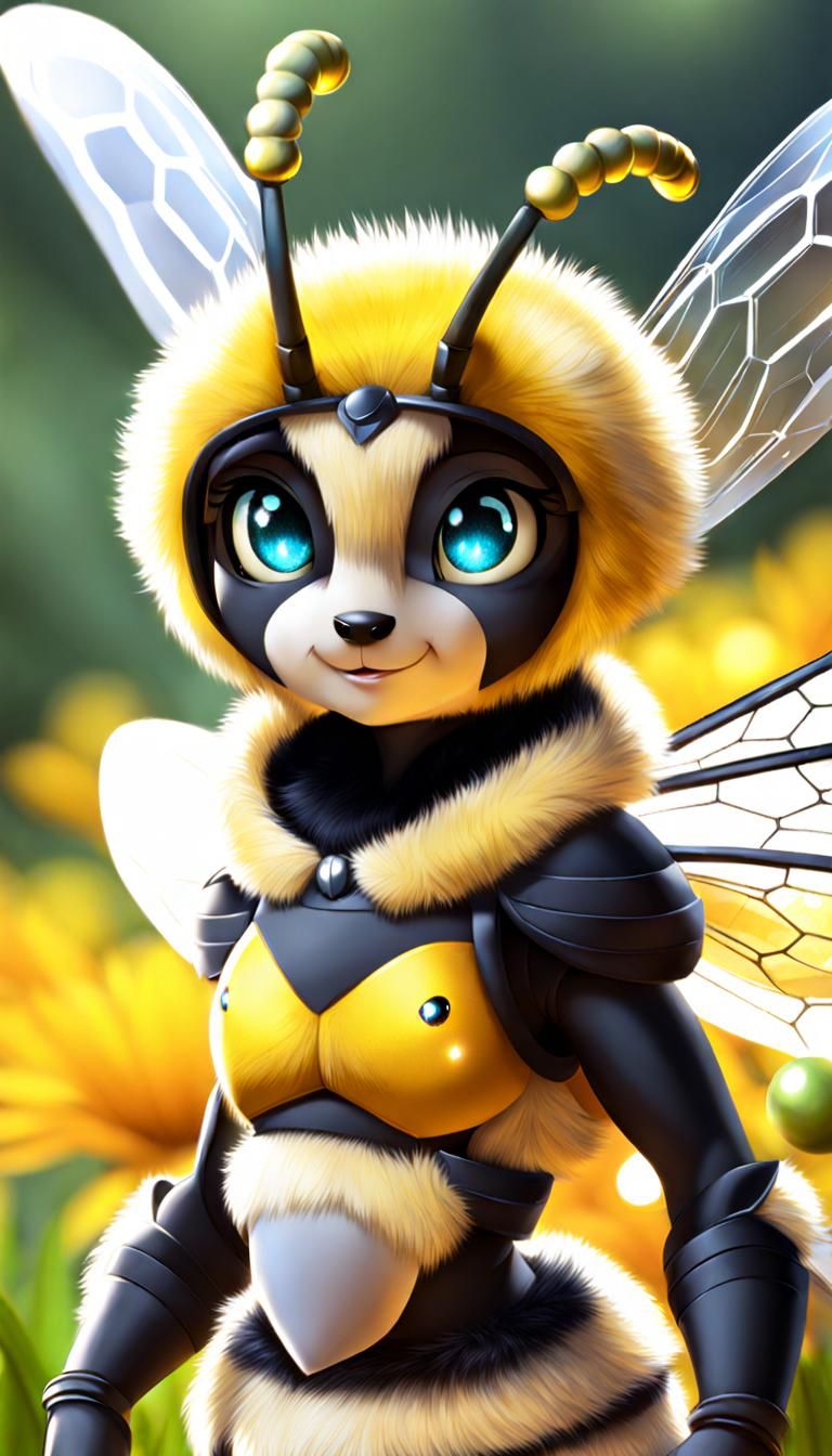 Anthro Bee with Greatsword and Sparkling Eyes
