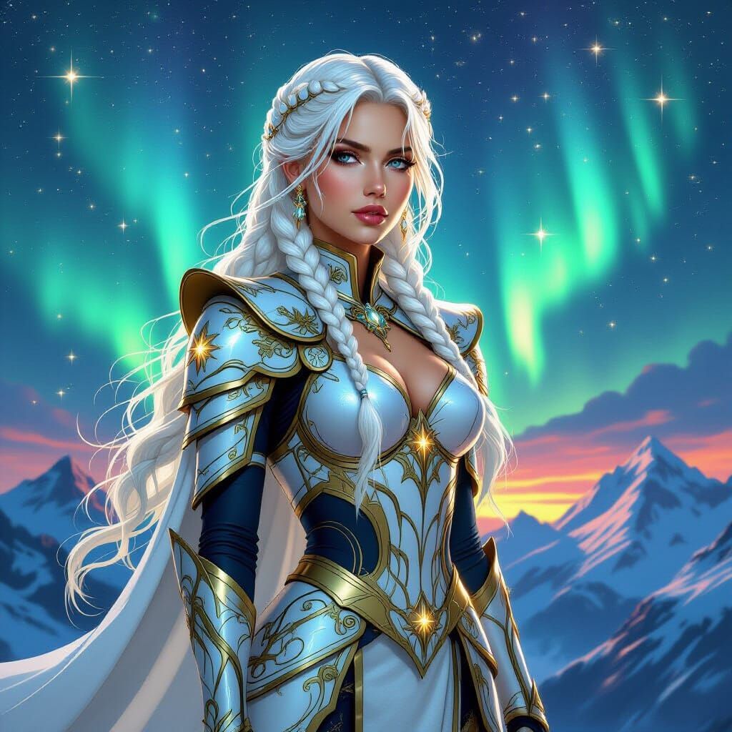 Celestial Valkyrie in Art Nouveau Style