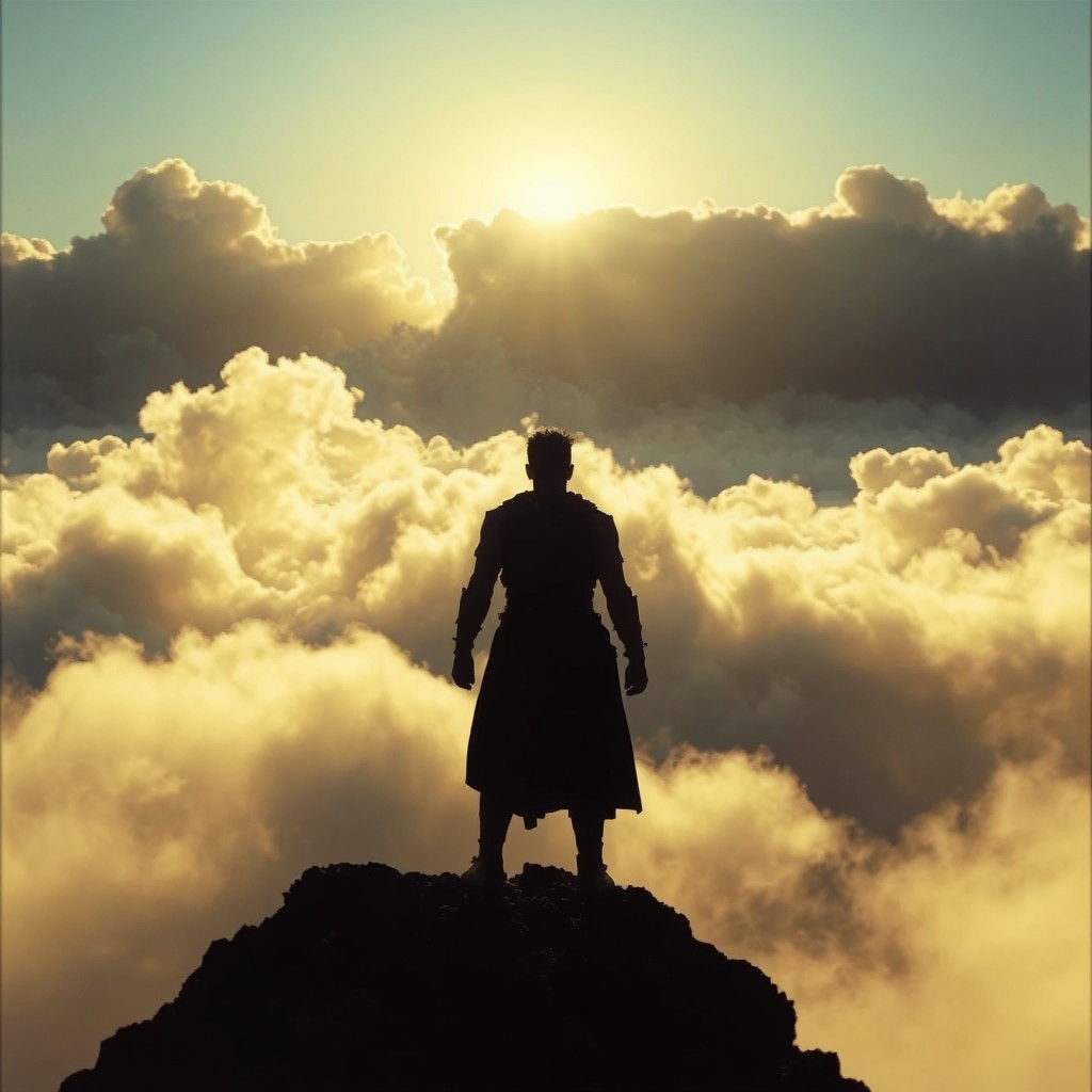 Heroic Figure in Cinematic Landscape