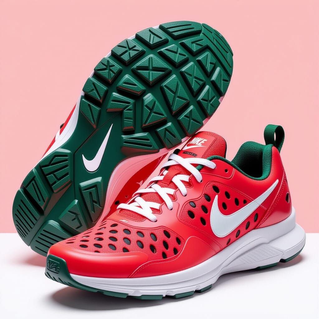 Futuristic Nike Shoes with Watermelon Rind Soles