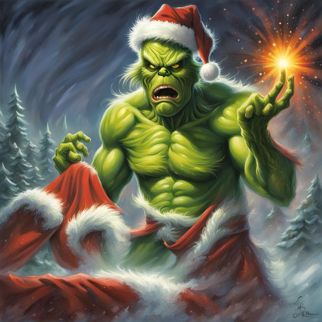 Super Powered Grinch Stealing Christmas with Cosmic Energy