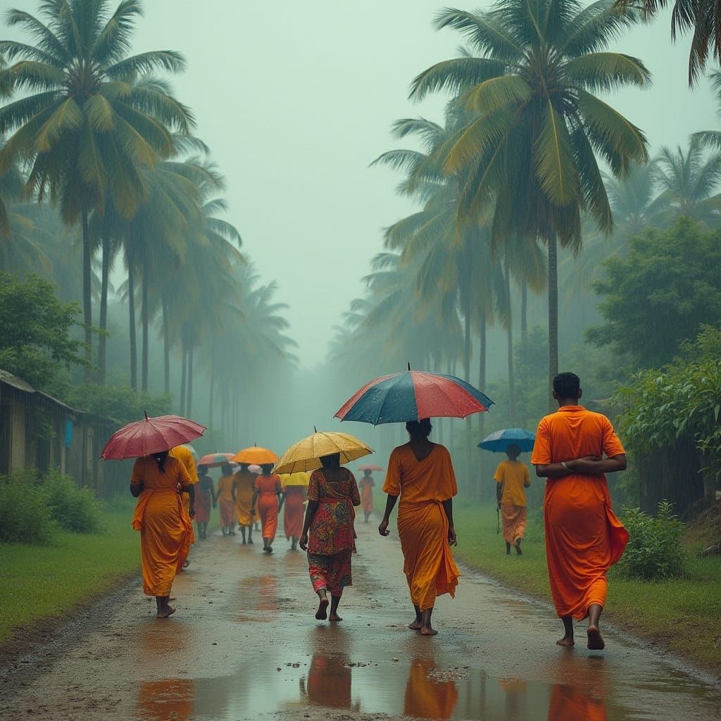 Monsoon in Rural Bengal: A Cinematic Village Scene