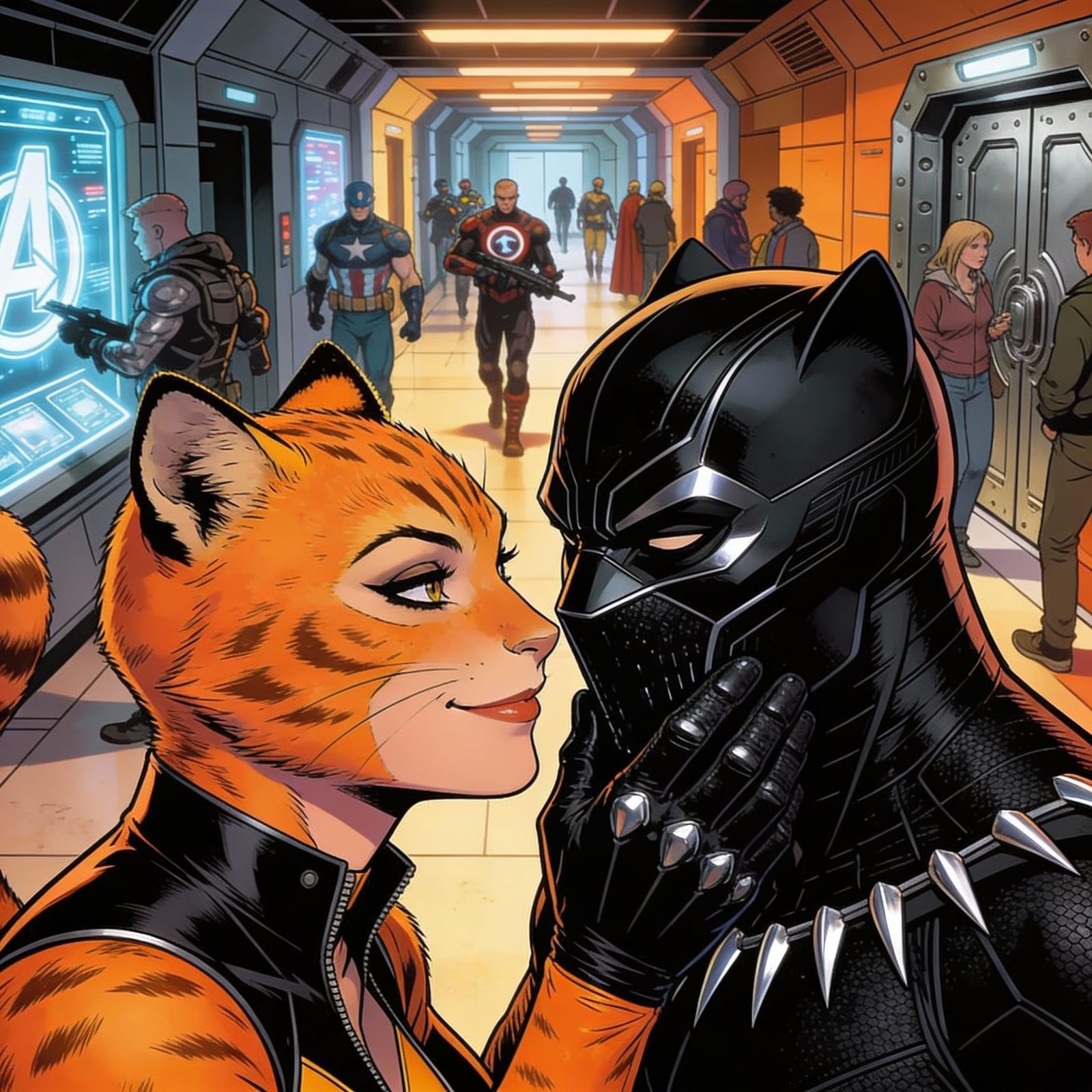 Tigra and Black Panther Flirt Secretly in Avengers HQ