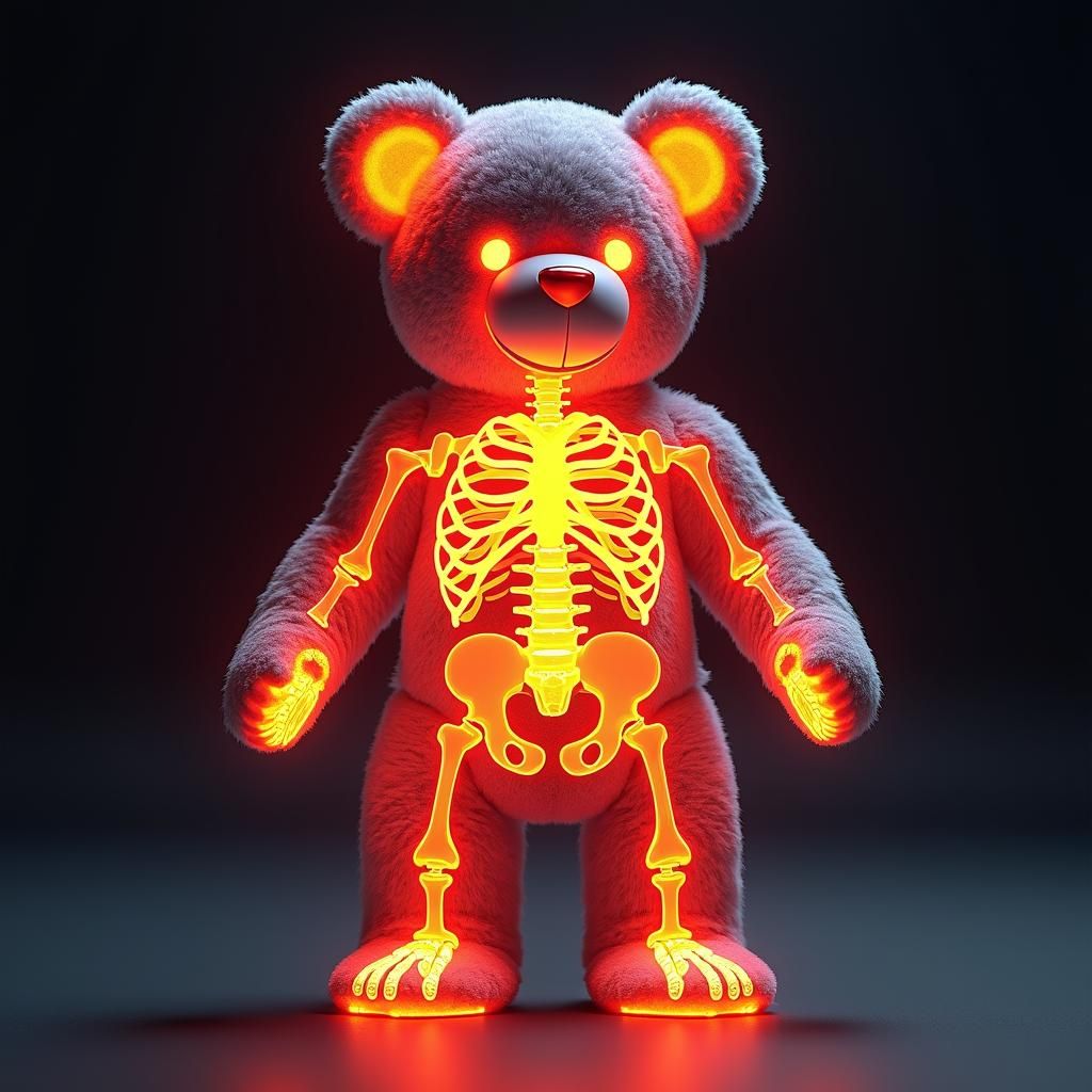 Thermal Teddy Bear Skeleton in Sci-Fi Style
