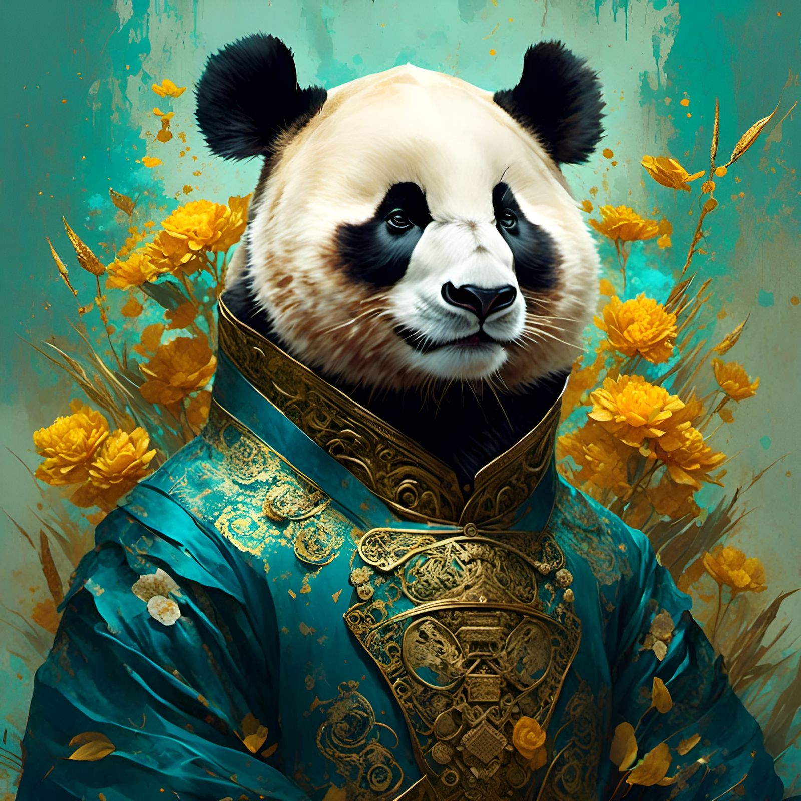 Panda Portrait in Van Gogh Style