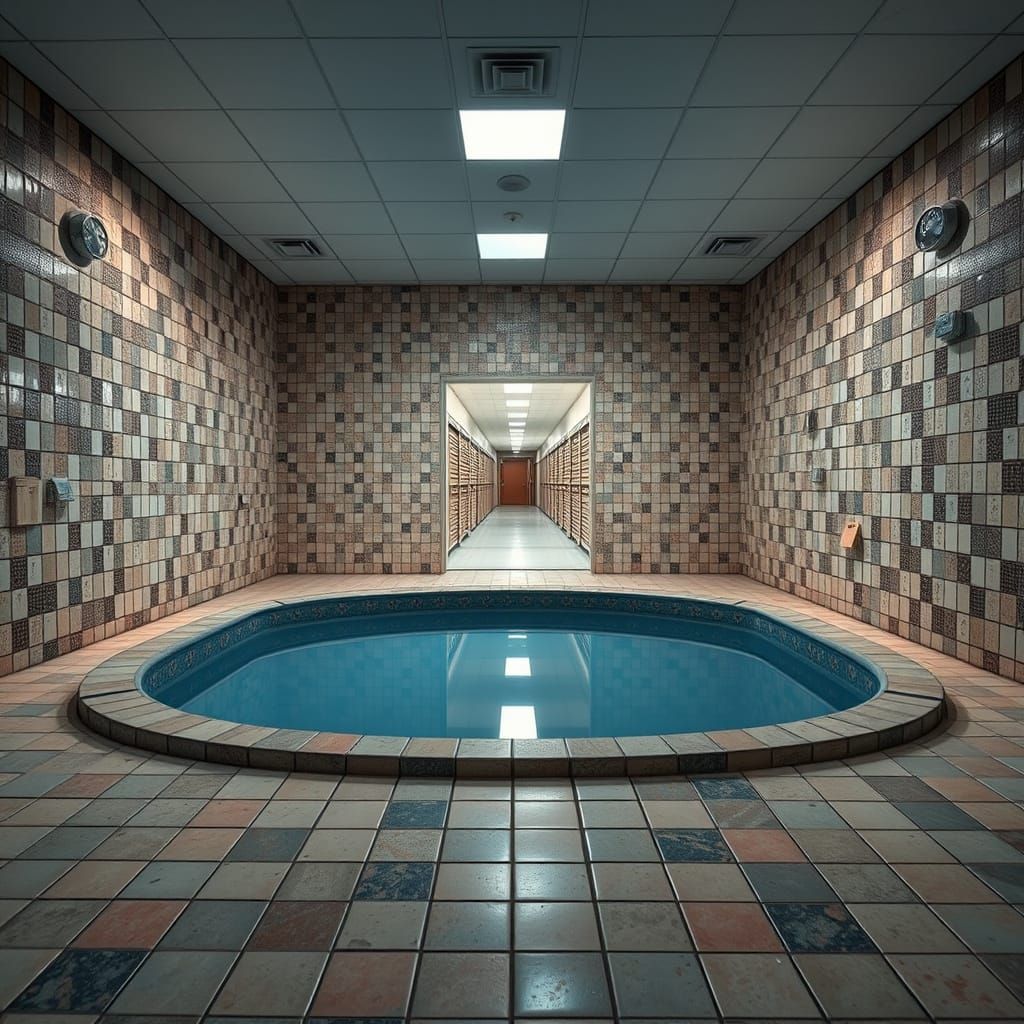Eerie Pool Room Leading to Storage Facility
