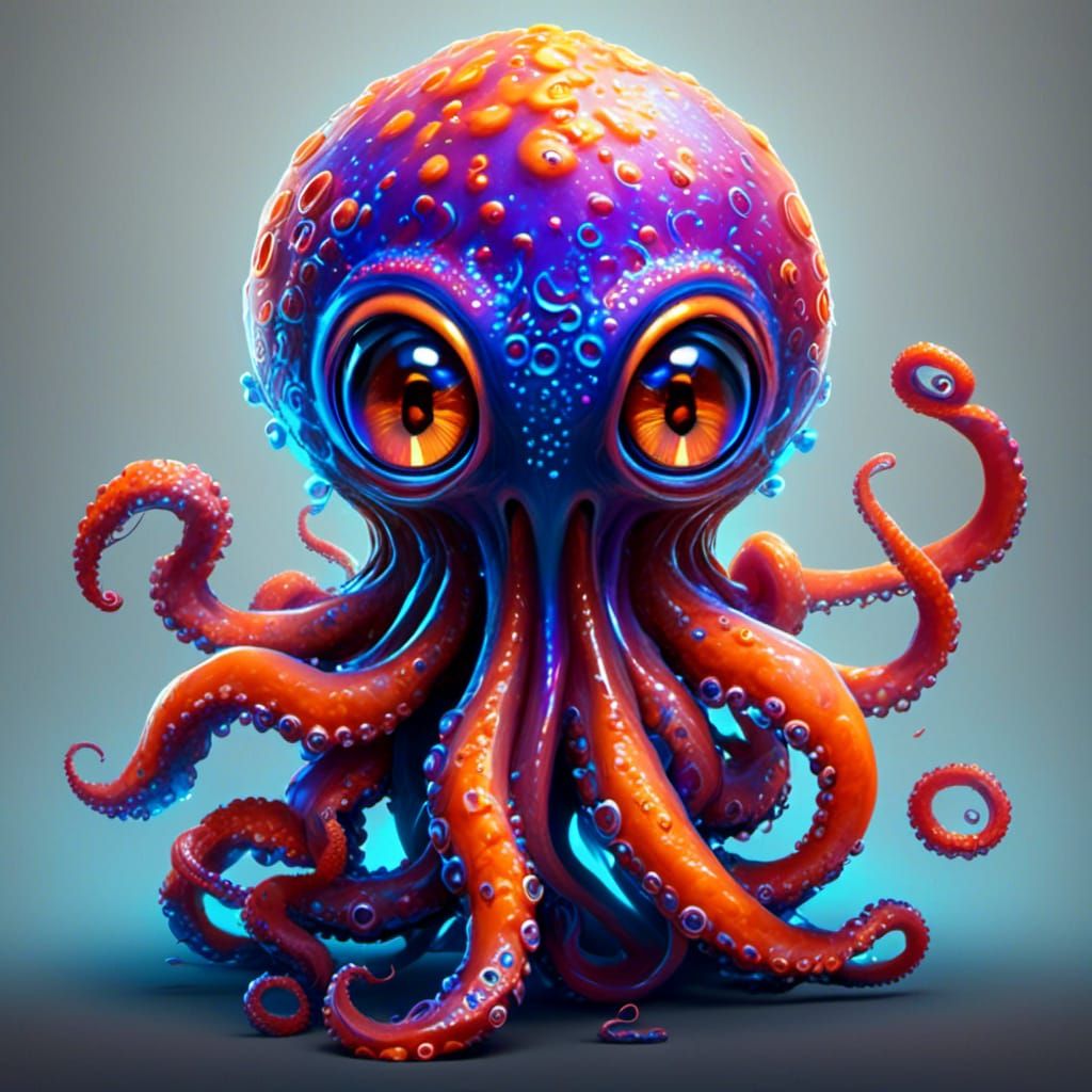 Mutated Alien Octopus Zombie with Glowing Slime