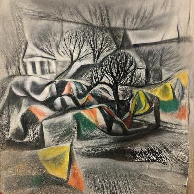Charcoal Fauvism Drawing: Wistful Beauty and Reflection