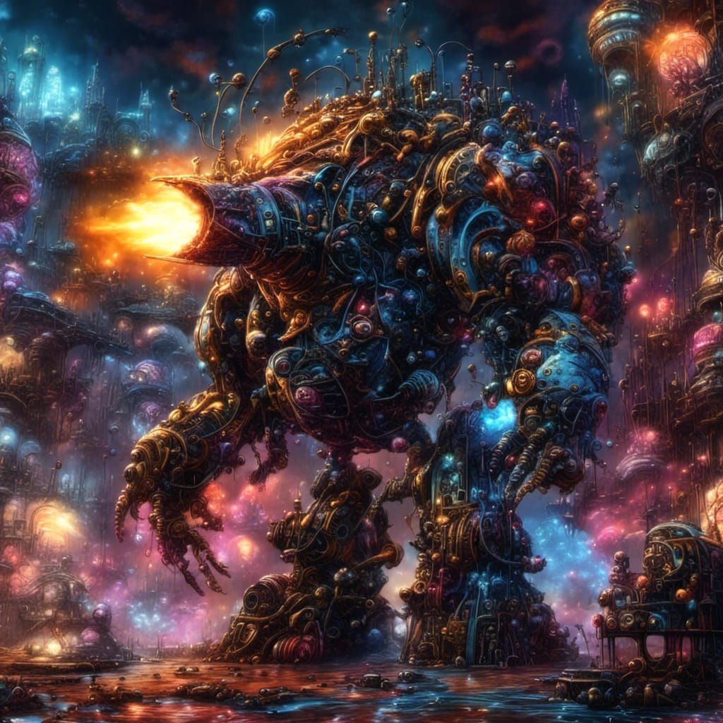 Biopunk Bald Eagle in a Neon Megacity