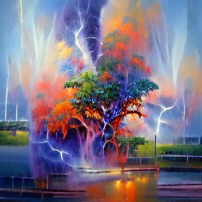 Tree of Life Lightning Strike in Vibrant Colors