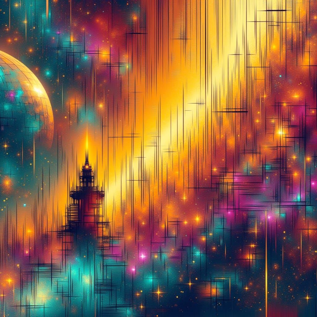 Luminescent Grid in Futuristic Black Background