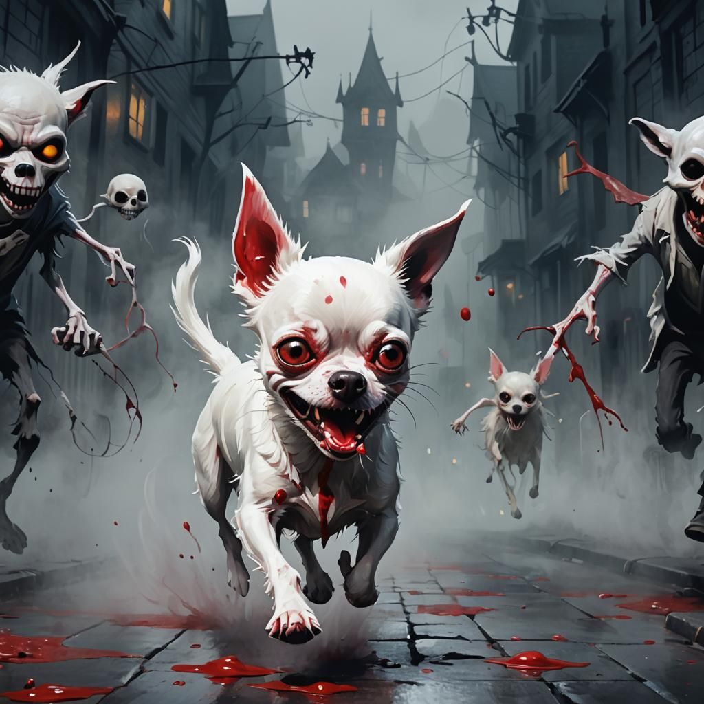 Nightmare Before Christmas Chihuahua in a Gothic Scene