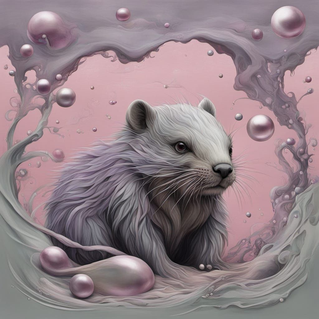 Surreal Pastel Beaver in Cyberpunk Style