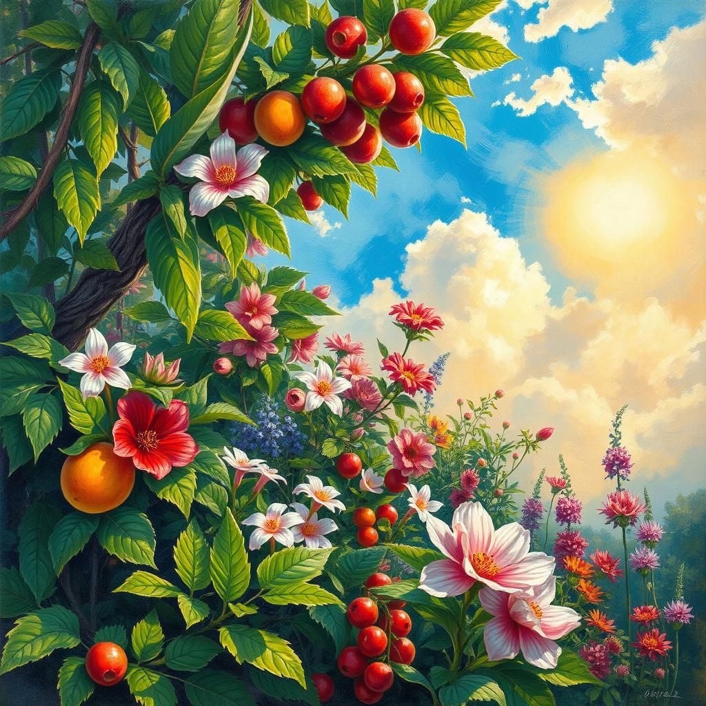 Lush Nature Scene in Impressionist Style