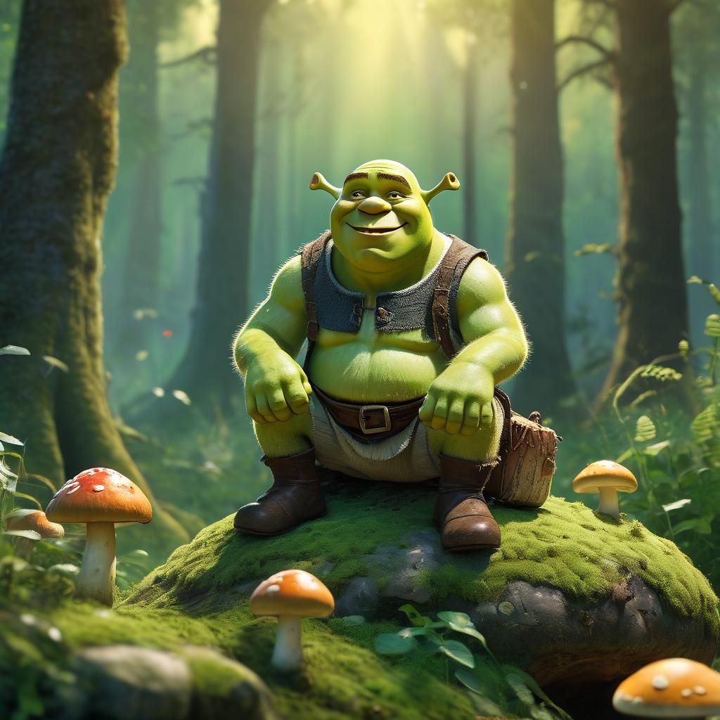 Shrek Portrait in Anime Watercolor Style