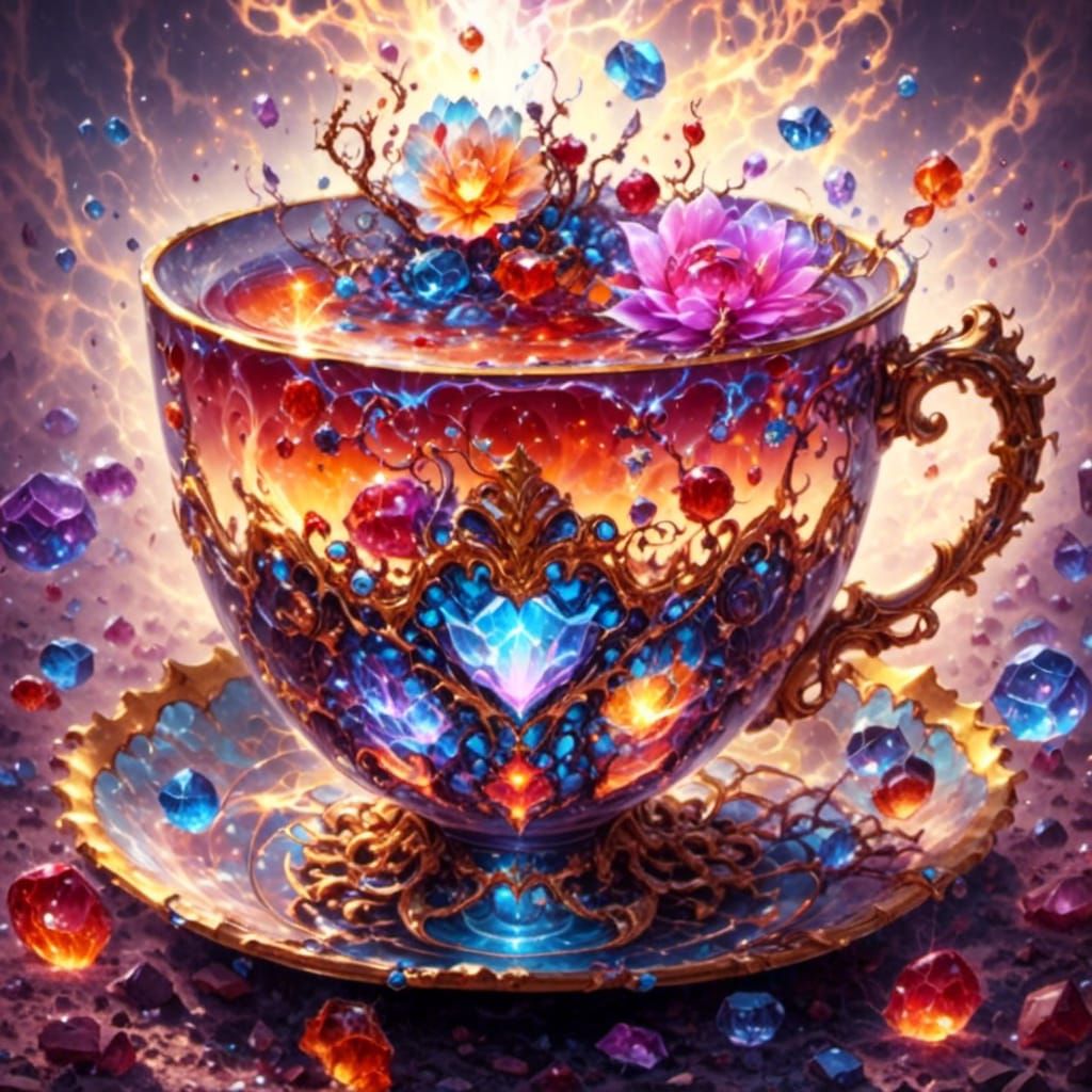 Sparkling Teacup with Ethereal Glow